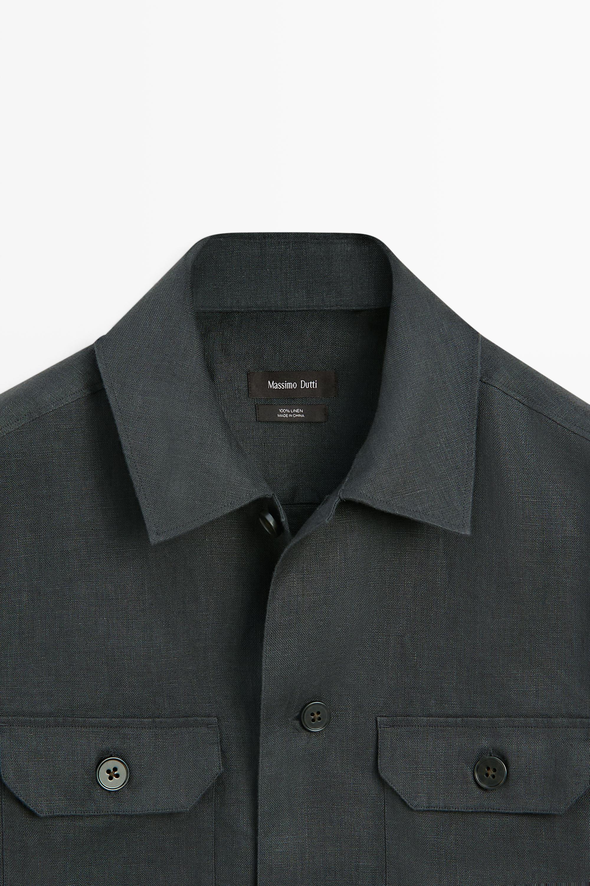 Total look linen overshirt with pockets